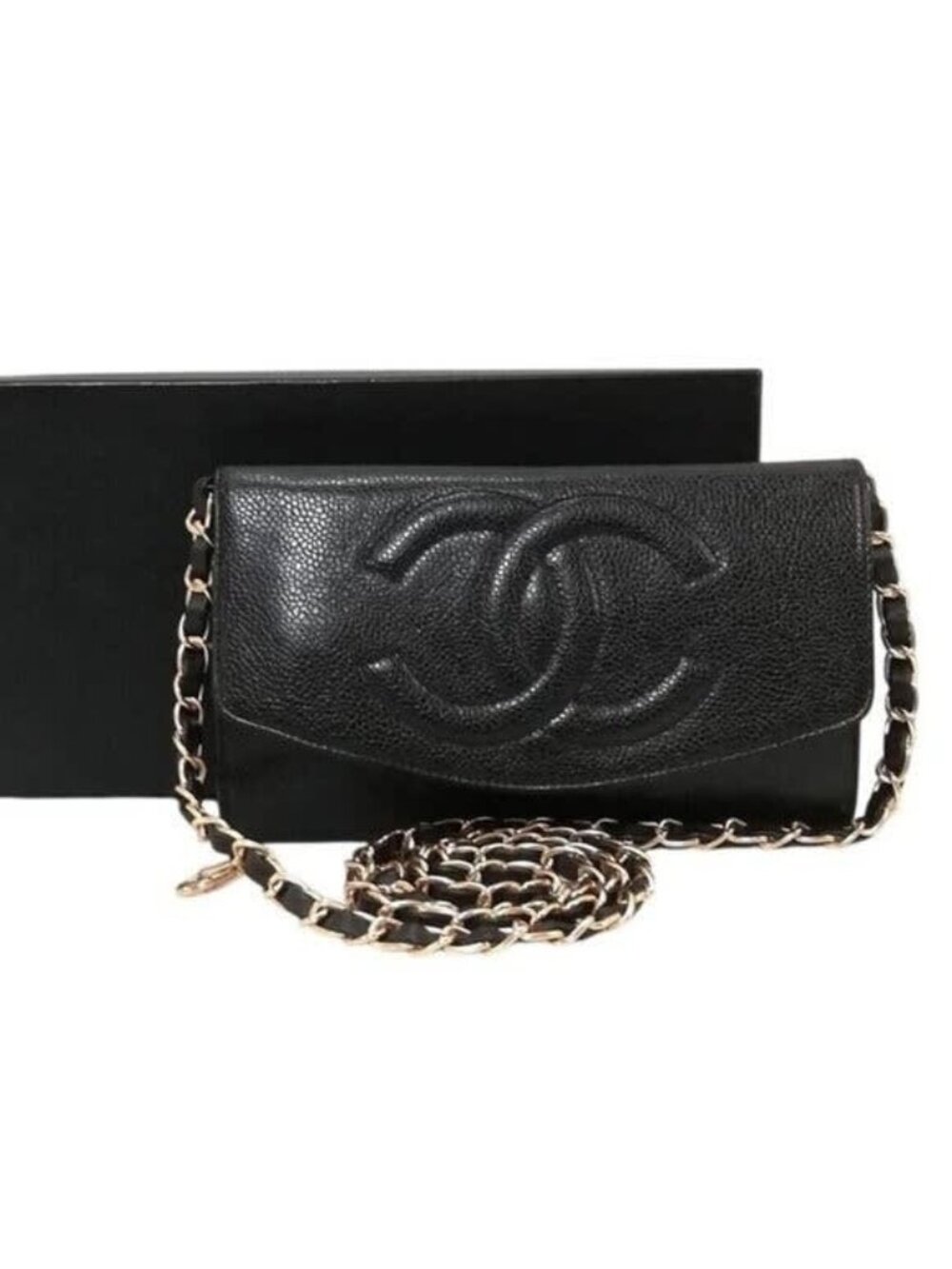 Chanel CC Classic Timeless Caviar Flap Wallet on Chain Purse Black Bag - Picture 3 of 10